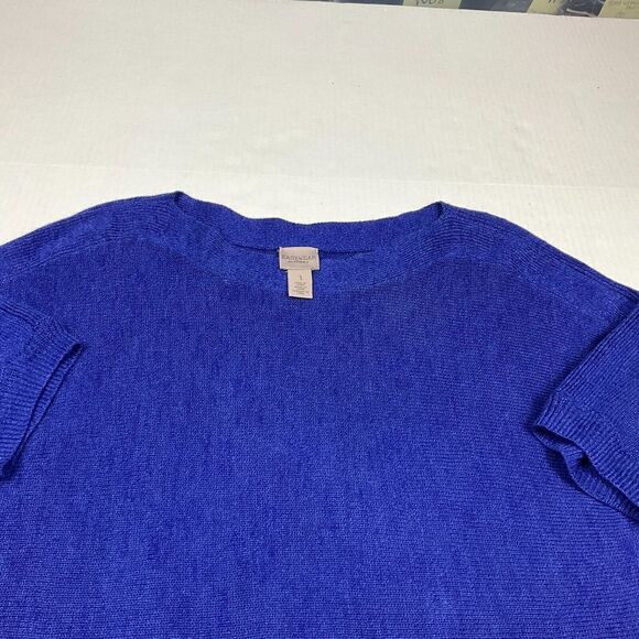 Chicos Easywear Tunic Sweater Blue Short Sleeve Boat Neck Knit Pullover 1 Medium - Picture 3 of 11